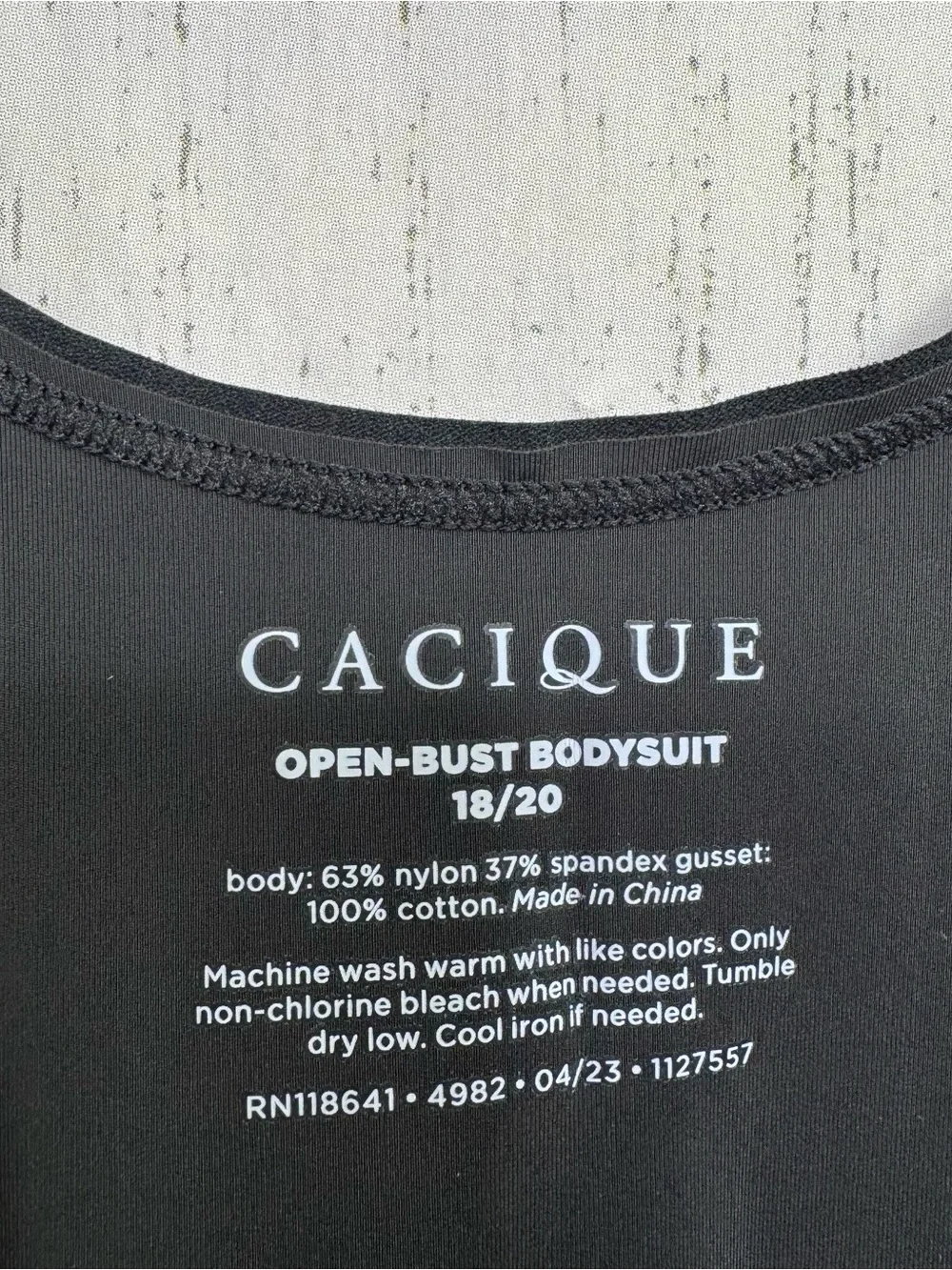 Cacique Open Bust Bodysuit Shapewear Black Plus Size 18/20 Tummy Control NWT - Picture 5 of 12